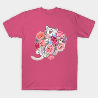 Cat Flower Heart T-Shirt